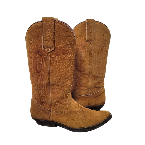 El Alamo Boots Shoes - El Alamo brown suede cowboy boots Size 38